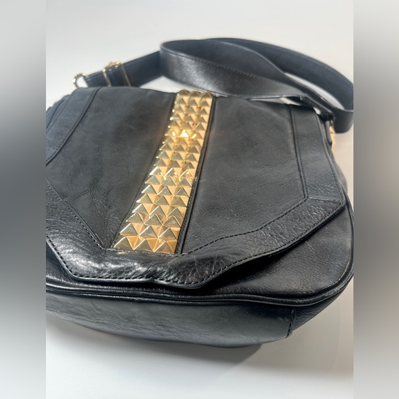 Tory Burch Black and Gold Studded Flap Crossbody - Picture 2 of 9